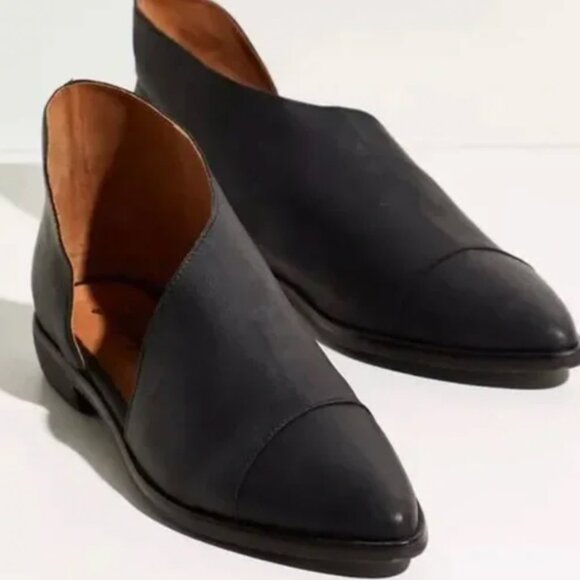 Free People Shoes - Free People Royale Black Leather Cut Out Flats Women's size 37/7